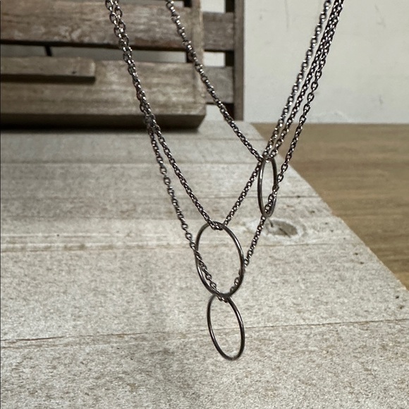 925 sterling silver great shape unique intertwining circle hoop chain necklace - Picture 6 of 7